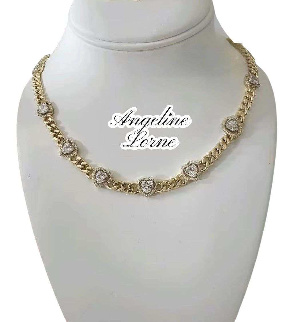 Collar corazón 20 inch Laminated 14k alta calidad