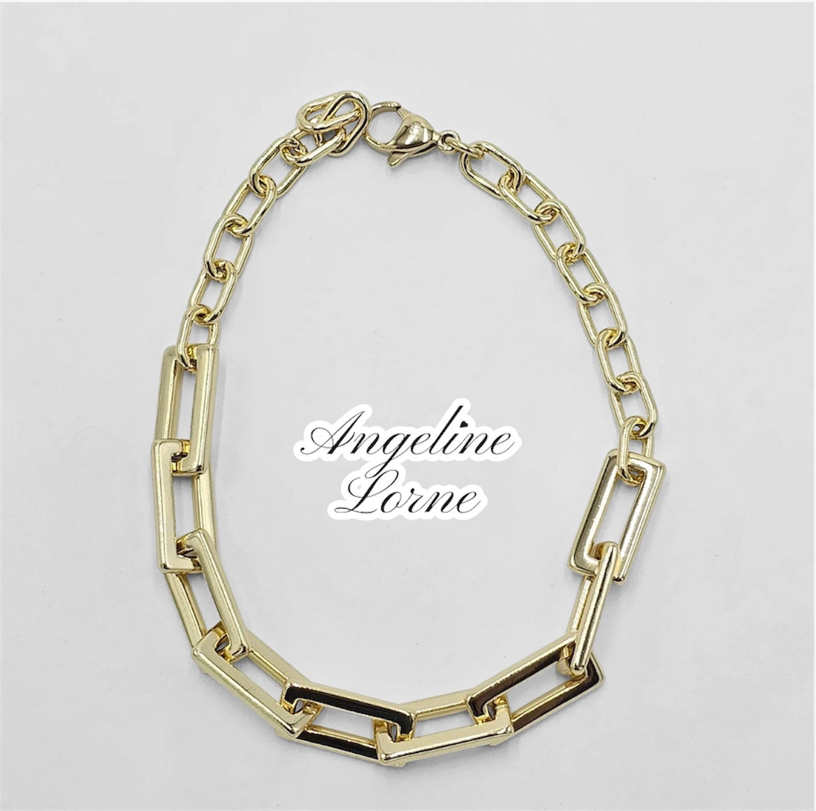 Bracelet paper clip size ajustable 7y 8Inch Laminado 14k baño Oro Real Uso Diario