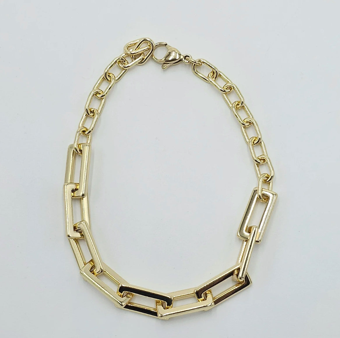 Bracelet paper clip size ajustable 7y 8Inch Laminado 14k baño Oro Real Uso Diario