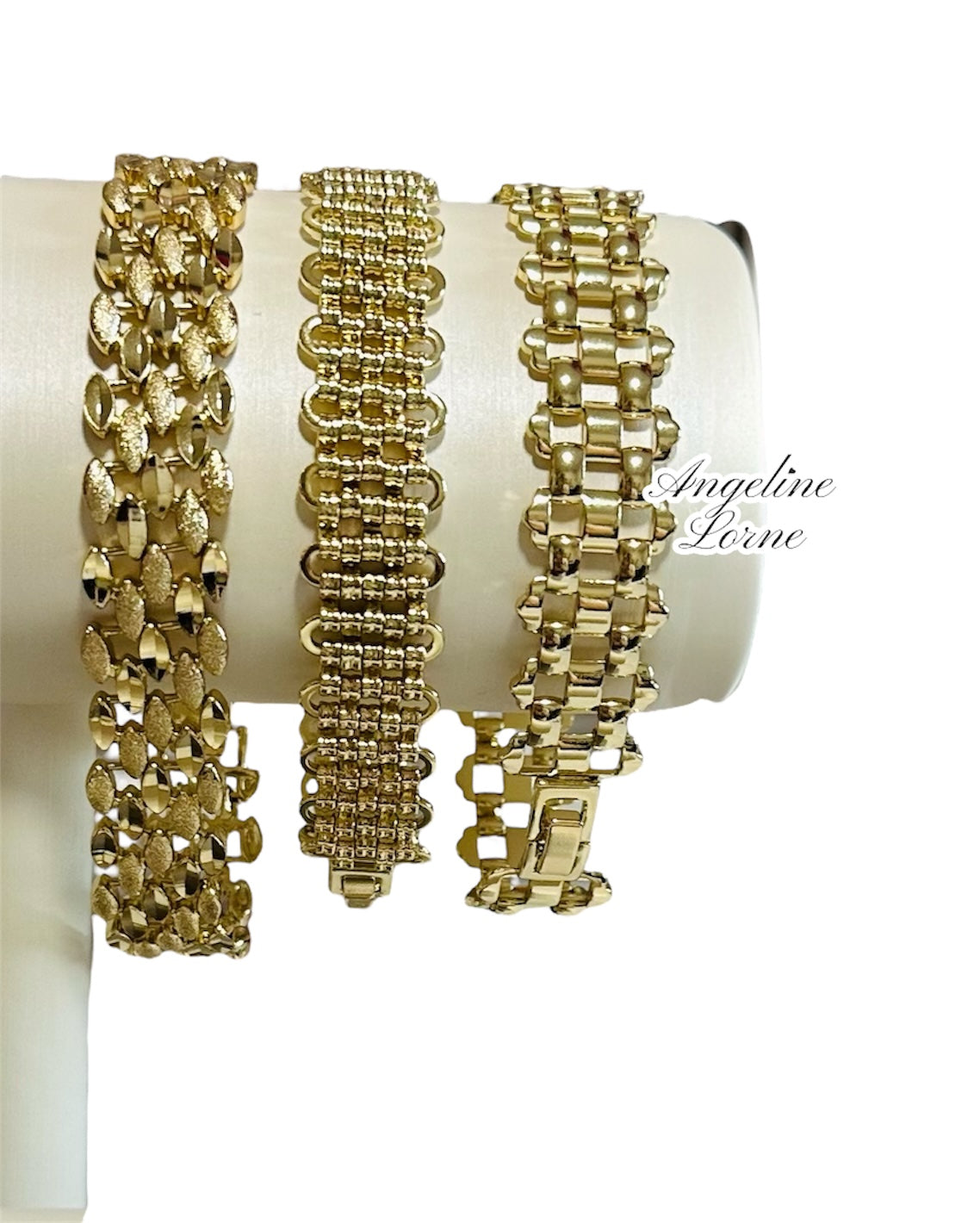Pulseras anchas 13mm ajustable 7 y 8inch Laminado 14k capas en Oro real Uso Diario