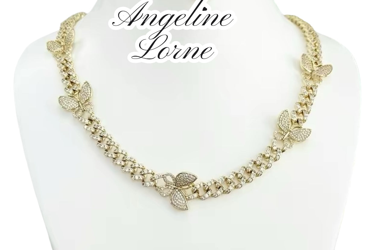 Collar mariposa elegante Laminado 14k Oro alta calidad