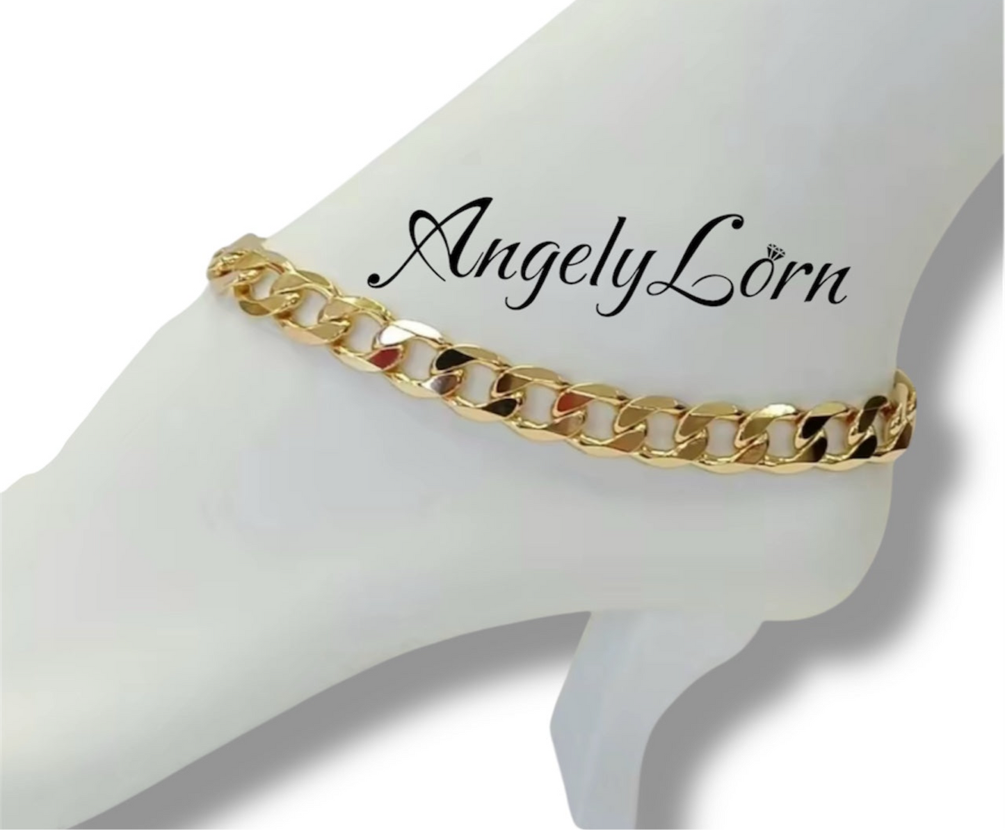 Tobillera cubana 10mm Laminado 14k capas en Oro real Uso Diario