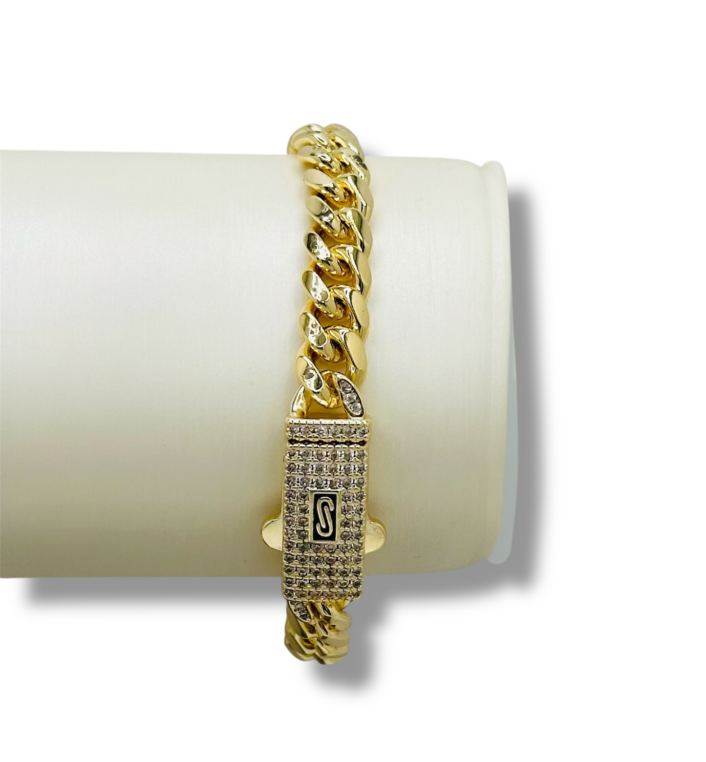 Mariposa zirconia y cubano cierre zirconia Laminado 14 capas Oro real uso diario
