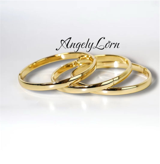 14k Laminated High Quality For Everyday Use, Bracelet Set of Three- Bangle 6mm- 8Inch For Women Elegant Design