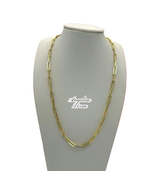 Cadenas cubana , lisa, Paper clip Laminadp 14K