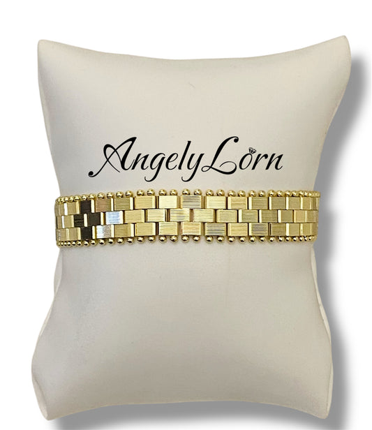 Pulsera Liza espejo 7 1/2 inch Laminated 14k capas Oro real uso diario
