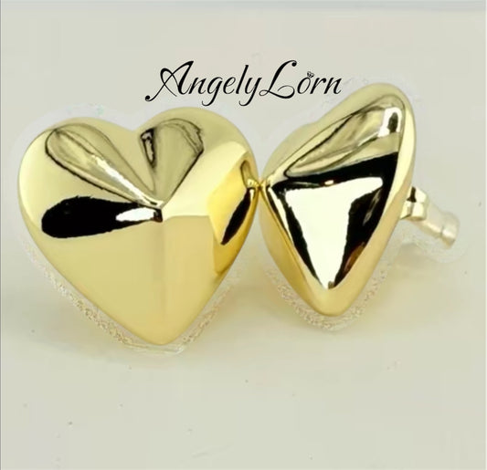 14k Laminated High Quality For Everyday Use, Earrings Hearts Medium For women Elegant Design ,Hypoallergenic