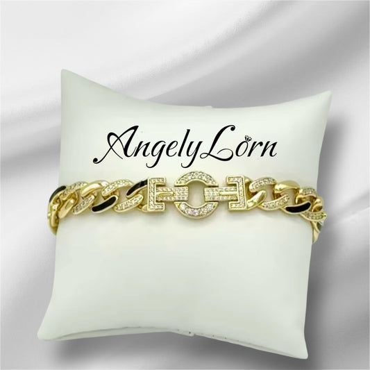 14k Laminated High Quality For Everyday Use, Bracelet cuban For women Elegant Design ,Hypoallergenic