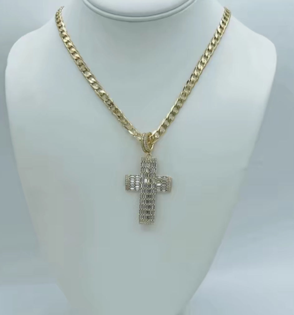Cubano cruz cristal 6mm 24 inch