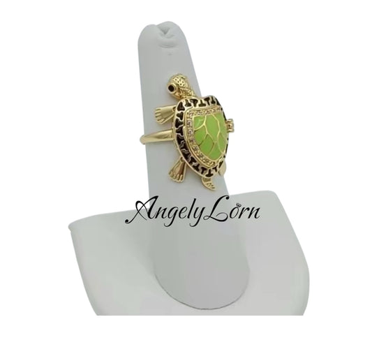 14k Laminated High Quality For Everyday Use, Ring Turtle For women Elegant Design ,Hypoallergenic