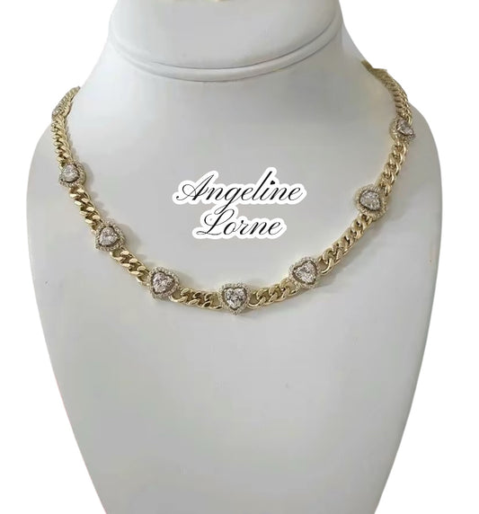 Collar corazón 20 inch Laminated 14k alta calidad