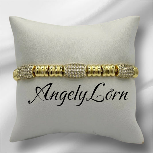 Pulsera serpiente zirconia laminado 14k Oro real uso diario