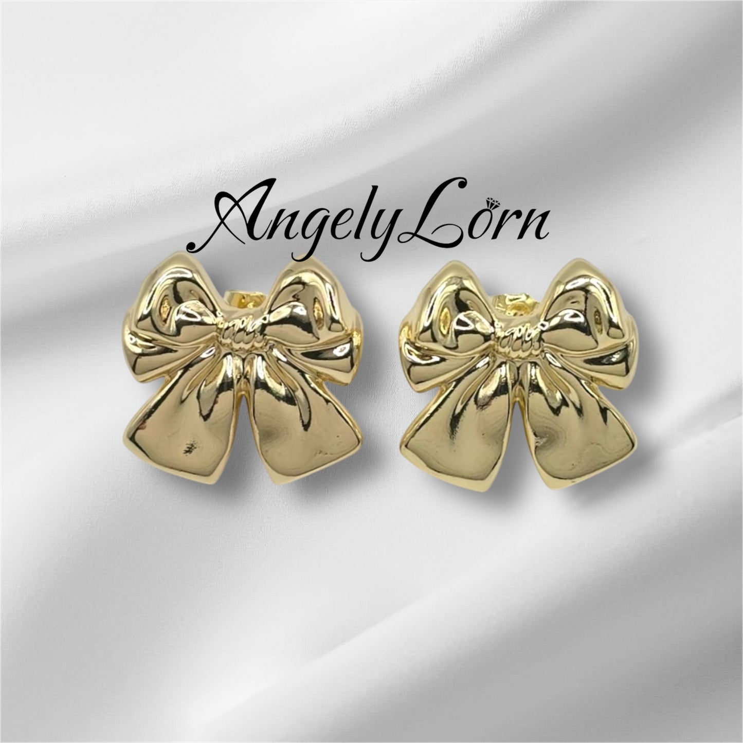 14k Laminated High Quality For Everyday Use, Earring Bows  For women Elegant Design ,Hypoallergenic