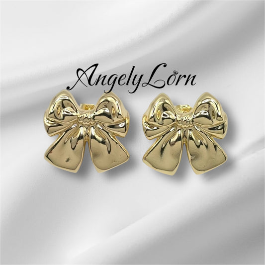 14k Laminated High Quality For Everyday Use, Earring Bows  For women Elegant Design ,Hypoallergenic