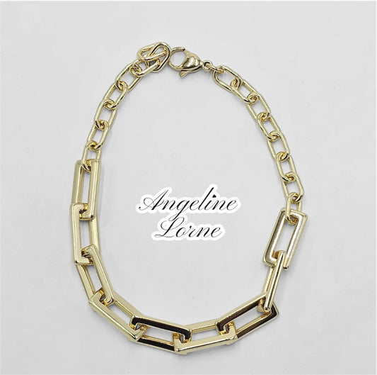 Bracelet paper clip size ajustable 7y 8Inch Laminado 14k baño Oro Real Uso Diario