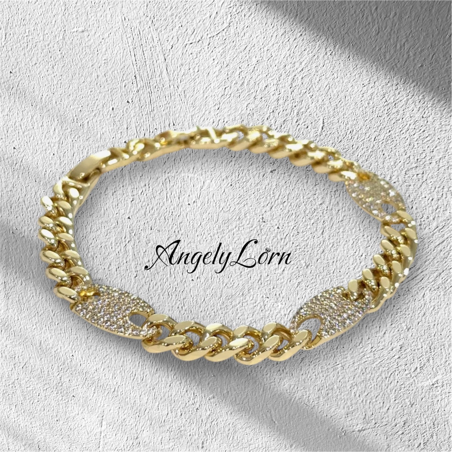 Pulsera cubano gg laminada 14k Oro real uso diario