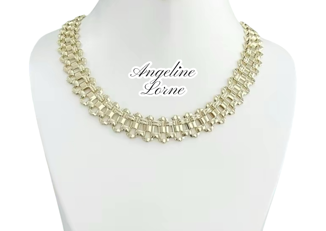 Collar espejo 15mm ancho  size 18 inch Laminado 14k alta calidad
