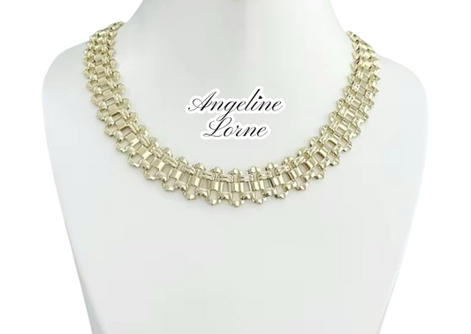 Collar espejo 15mm ancho  size 18 inch Laminado 14k alta calidad