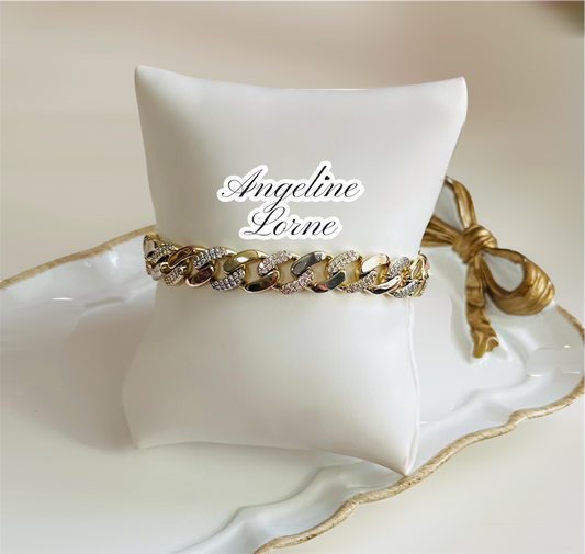 Pulsera 3 oros cubano Laminado 14k Capas Oro real Alta Calidad
