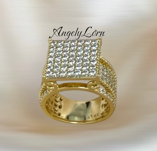 14k Laminated High Quality For Everyday Use, Ring Square For women and Man Elegant Design ,Hypoallergenic