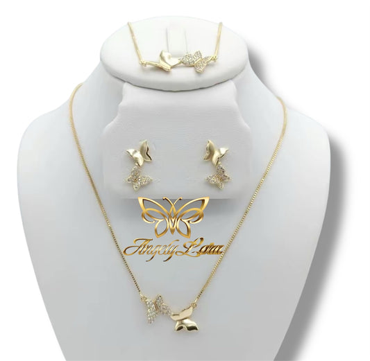 Set  Butterfly Necklace 18 inch