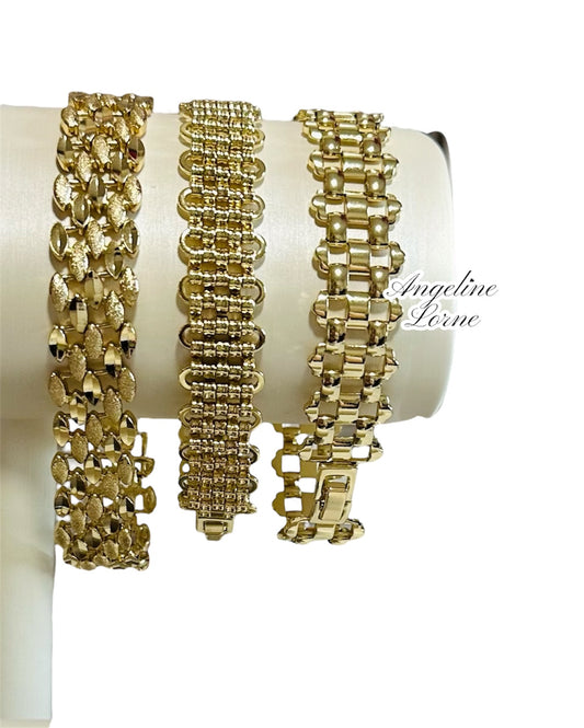 Pulseras anchas 13mm ajustable 7 y 8inch Laminado 14k capas en Oro real Uso Diario