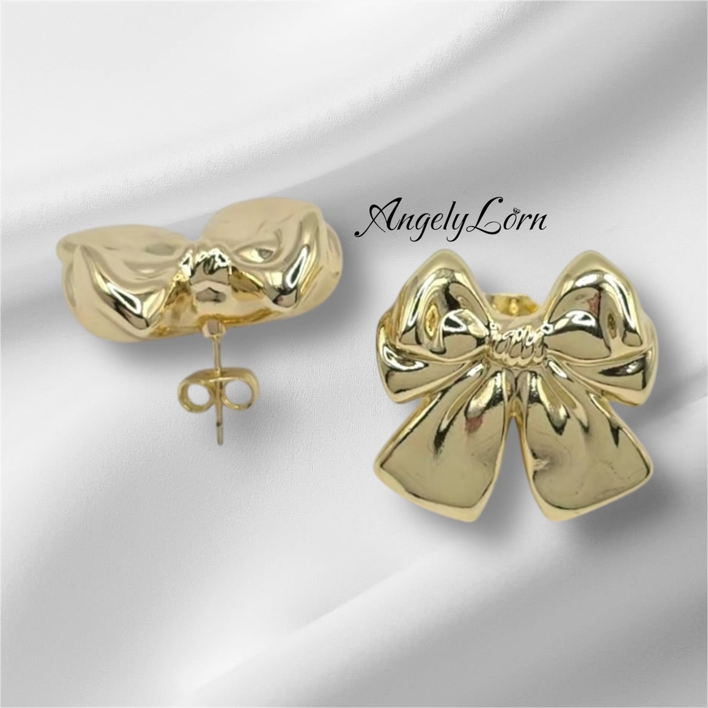 14k Laminated High Quality For Everyday Use, Earring Bows  For women Elegant Design ,Hypoallergenic
