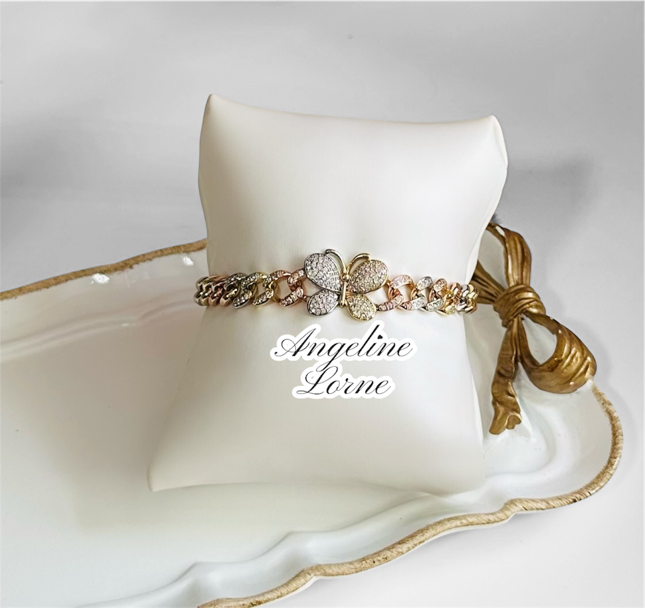 Pulsera 3Oros Mariposa  Laminado 14k Capas Oro real Alta Calidad