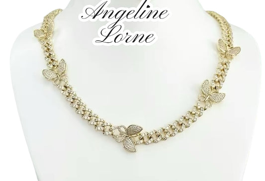 Collar mariposa elegante Laminado 14k Oro alta calidad