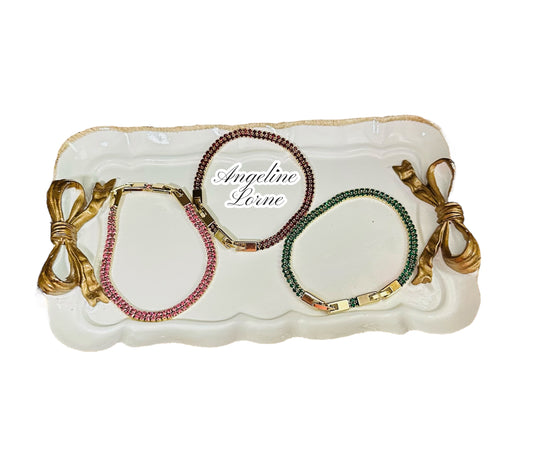 Bracelet tennis 5mm ajustable 7y8inch Laminado Oro 14k Uso diario