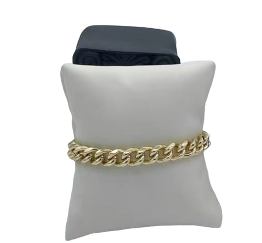Pulsera cubana 8mm laminado 14k Oro real uso diario