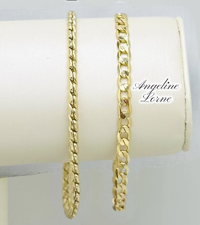 Pulseras Torzal and cubano Laminado 14k capas en Oro real Uso Diario