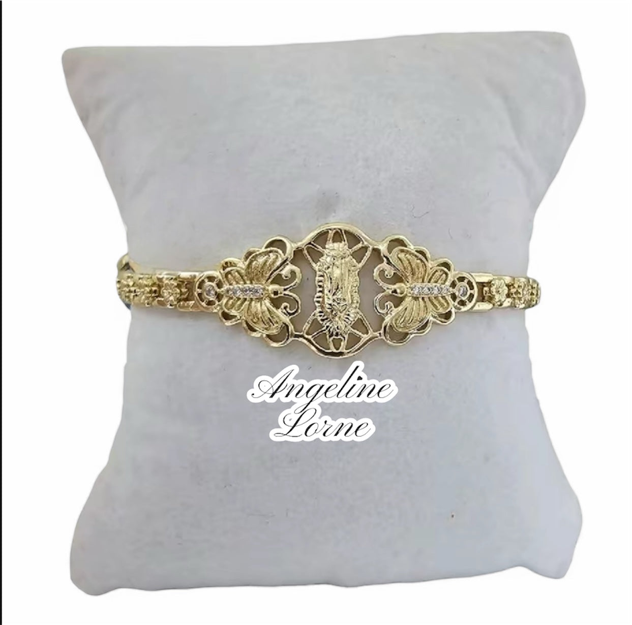 Pulsera Virgen Guadalupe ajustable 7y 8 inch laminado 14k alta calidad