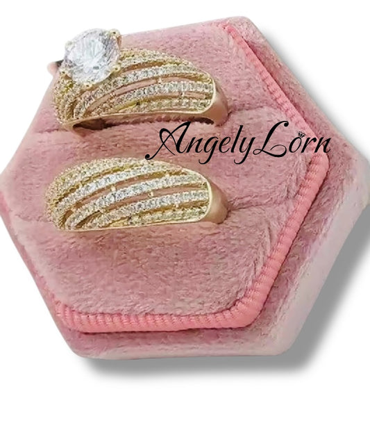 14k Laminated High Quality For Everyday Use, 2Pcs Ring zircon For Women Elegant Design