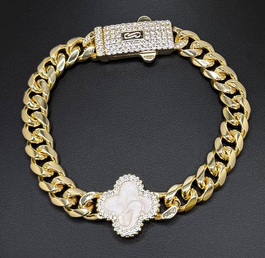 Brazalete Trebol White Gold