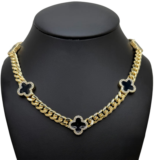 Cadena Treboles Black Gold